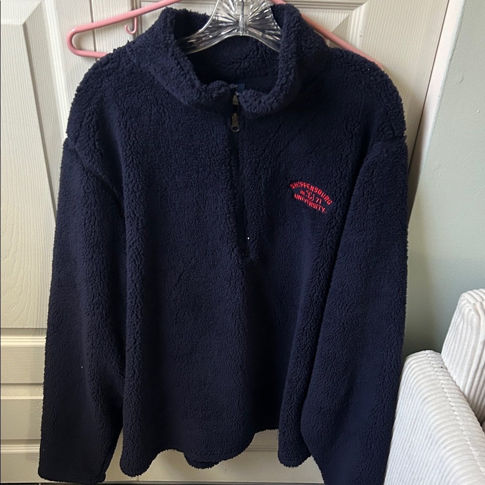 Women’s Navy Sherpa Half-Zip Pullover Sweater